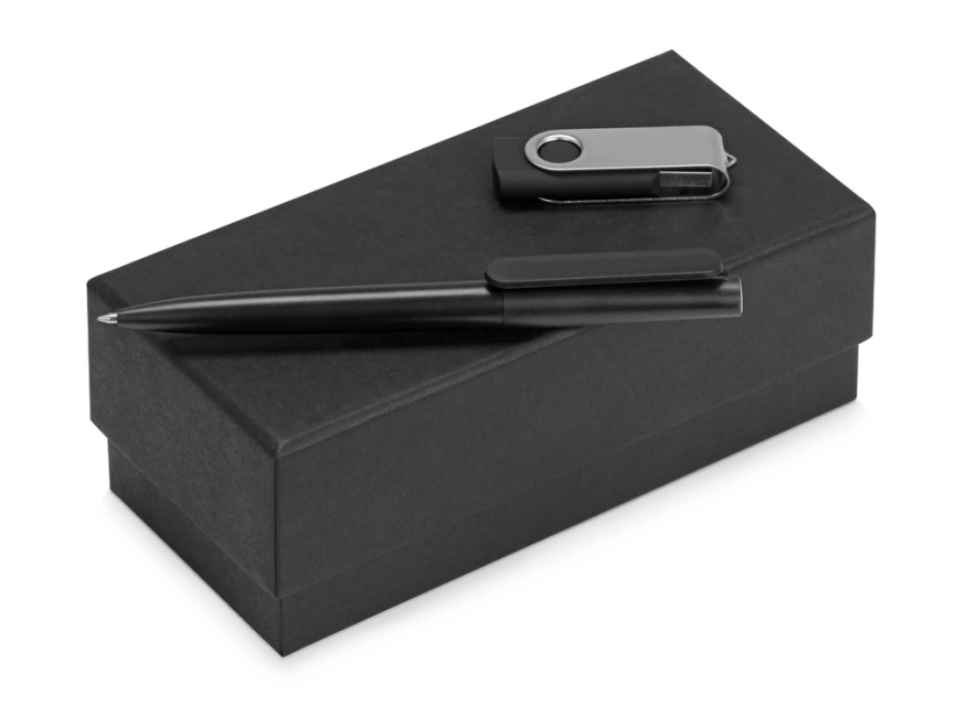 Подарочный набор Qumbo с ручкой и флешкой, черный фото 1