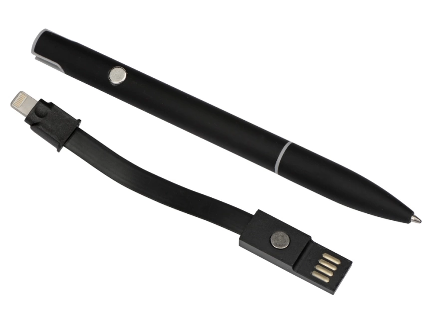 Ручка шариковая с кабелем USB, черный фото 6