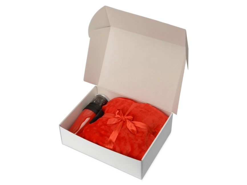 Подарочный набор с пледом, термокружкой и миндалем в шоколадной глазури Tasty hygge, красный фото 2