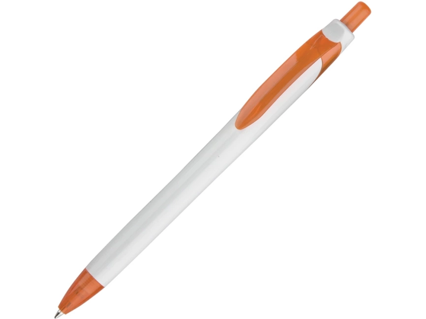 Ручка шариковая Каприз, белая с оранжевым фото 1
