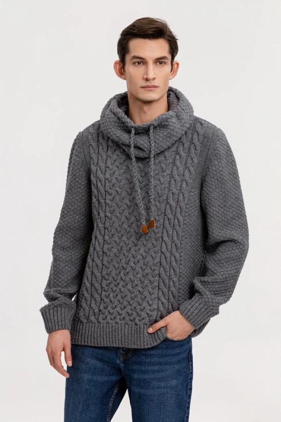 Свитер мужской Warmheart, серый меланж, размер L фото 2