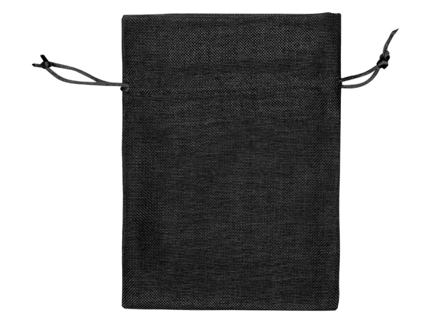 Мешочек подарочный, искусственный лен, средний, черный фото 2