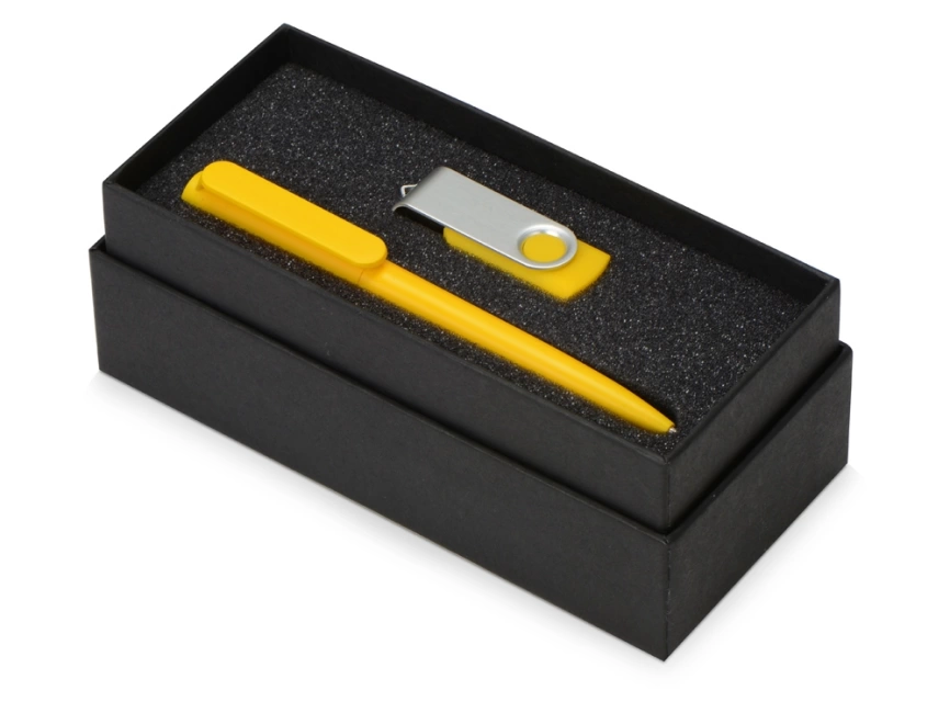 Подарочный набор Qumbo с ручкой и флешкой, желтый фото 2