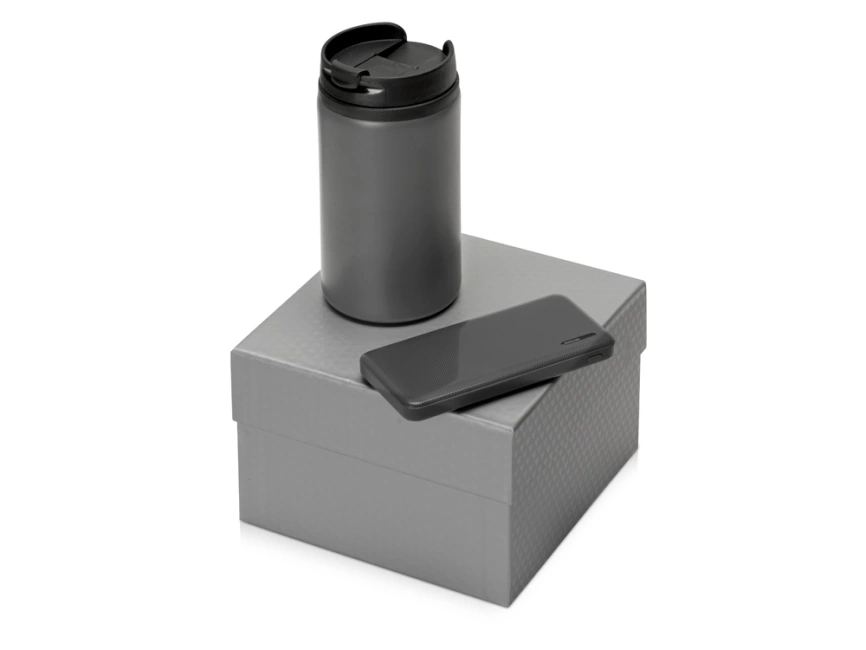 Подарочный набор Full Jar с внешним аккумулятором и  термокружкой, серый фото 1