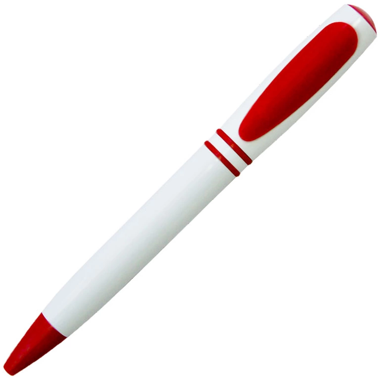Ручка шариковая, пластик, белый/красный фото 2