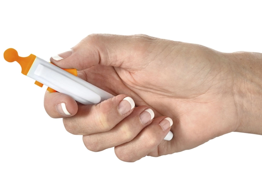 Ручка шариковая Clic Pen, белая с оранжевым фото 5