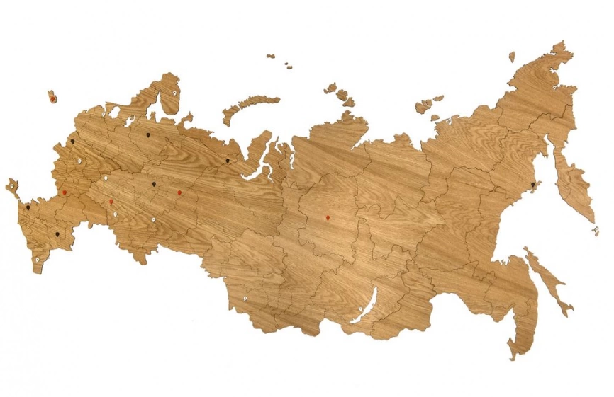 Деревянная карта России, дуб фото 6