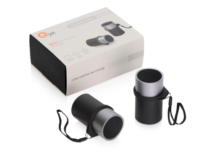 Портативные парные колонки Qjet TWS Mates с черными кольцами фото 7