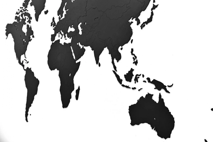 Деревянная карта мира World Map Wall Decoration Large, черная фото 1