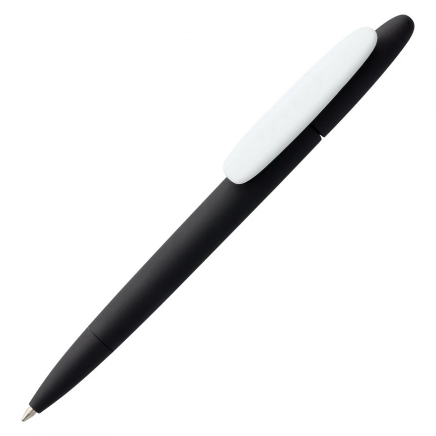 Ручка шариковая Prodir DS5 TRR-P Soft Touch, черная с белым фото 1