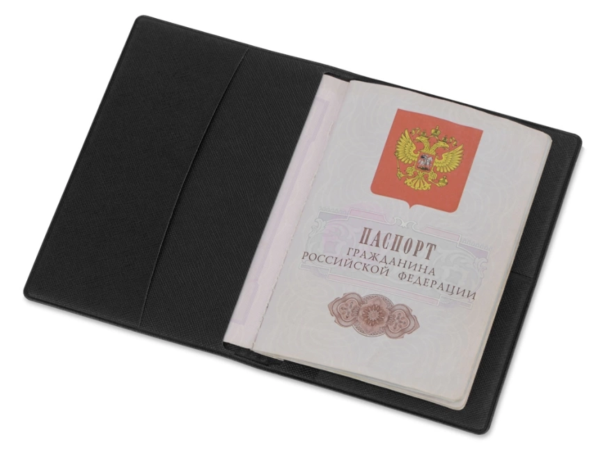 Обложка для паспорта с RFID защитой отделений для пластиковых карт Favor, черная фото 2