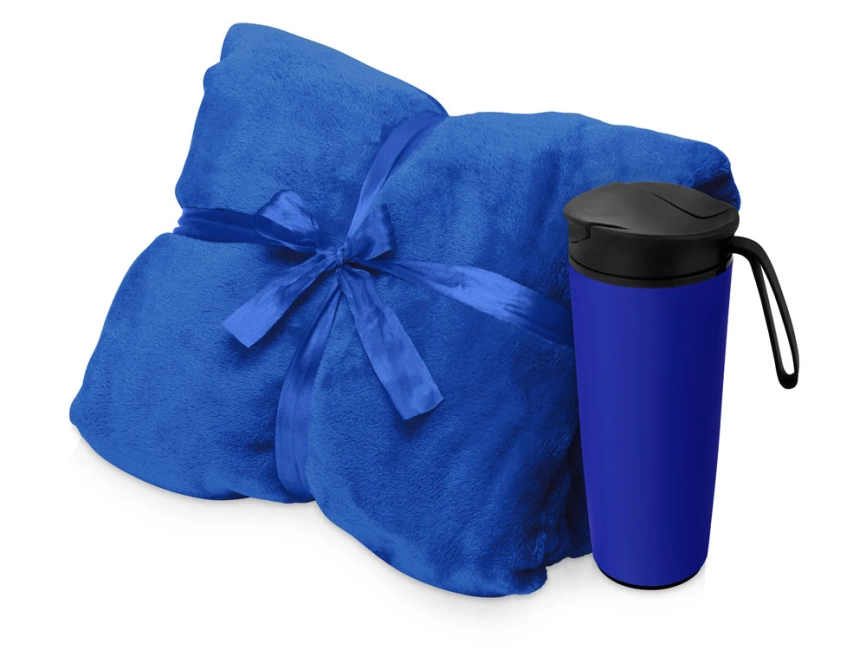 Подарочный набор с пледом, термокружкой Dreamy hygge, синий фото 1