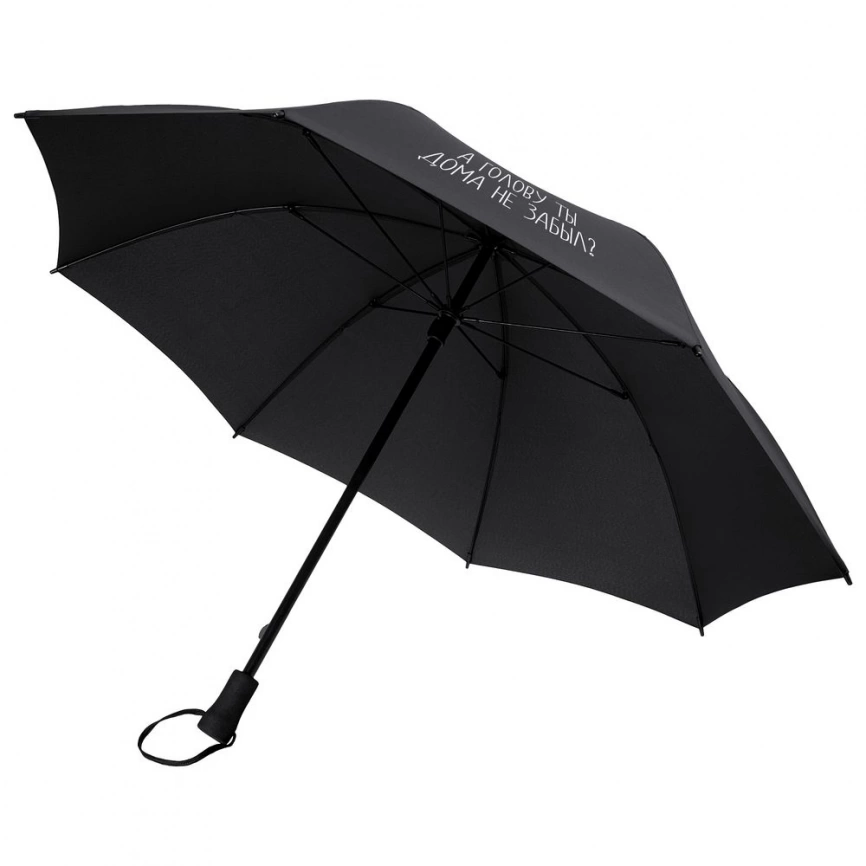 Зонт-трость «А голову ты дома не забыл», черный фото 2