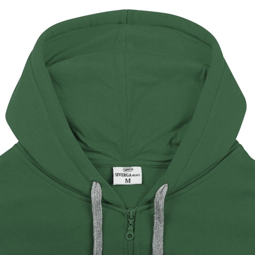 Толстовка с капюшоном на молнии Unit Siverga Heavy темно-зеленая, размер XL фото 4