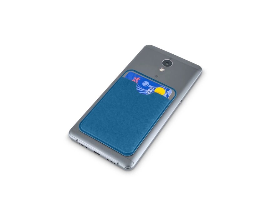 Чехол-картхолдер Favor на клеевой основе на телефон для пластиковых карт и и карт доступа, синий фото 4