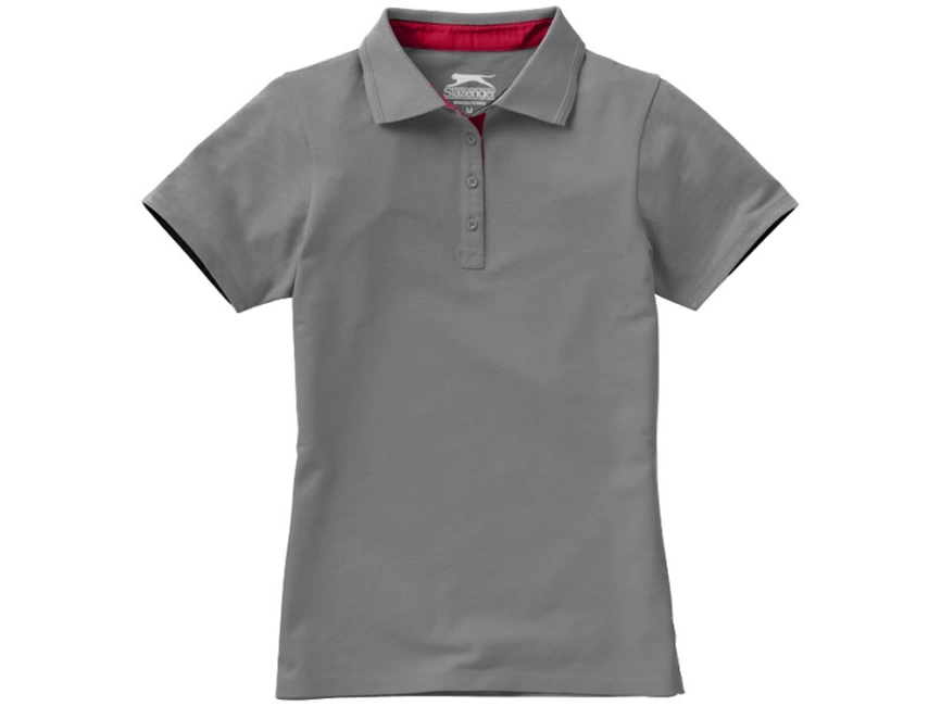Поло женское с короткими рукавами Hacker, серый/красный фото 2