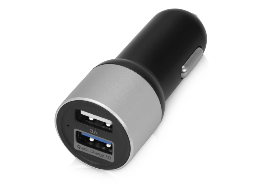 Адаптер автомобильный USB с функцией быстрой зарядки QC 3.0 TraffIQ, черный/серебристый фото 1