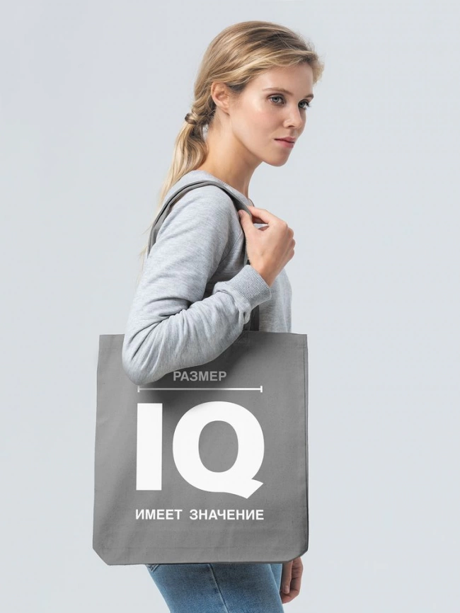Холщовая сумка «Размер IQ», серая фото 4