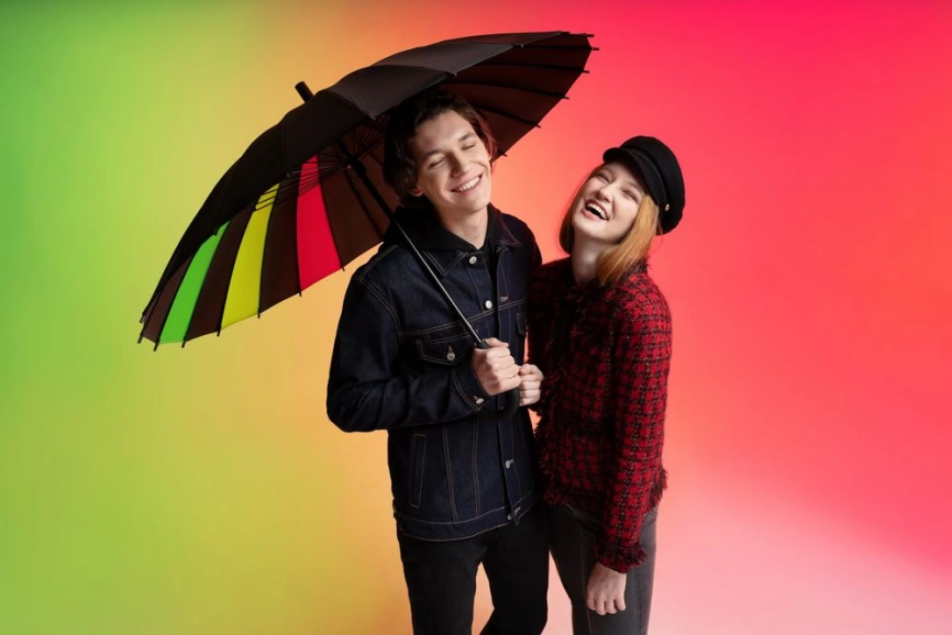 Зонт-трость «Спектр», черный неон фото 5