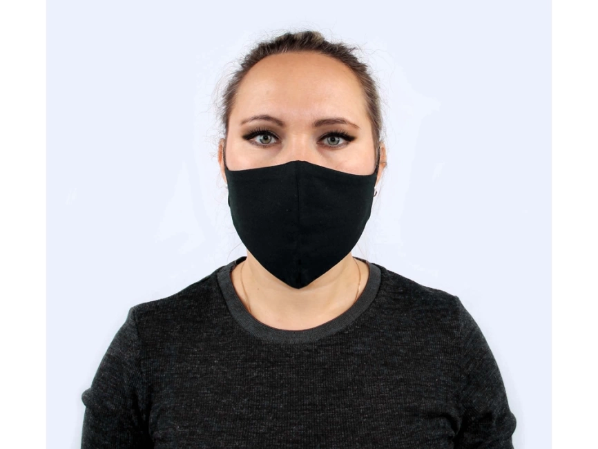 Хлопковая защитная маска для лица многоразовая анатомической формы без шва фото 3