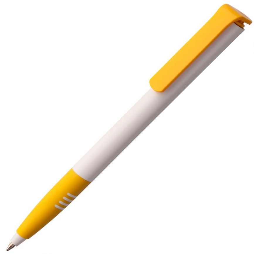 Ручка шариковая Senator Super Soft, белая с желтым фото 2