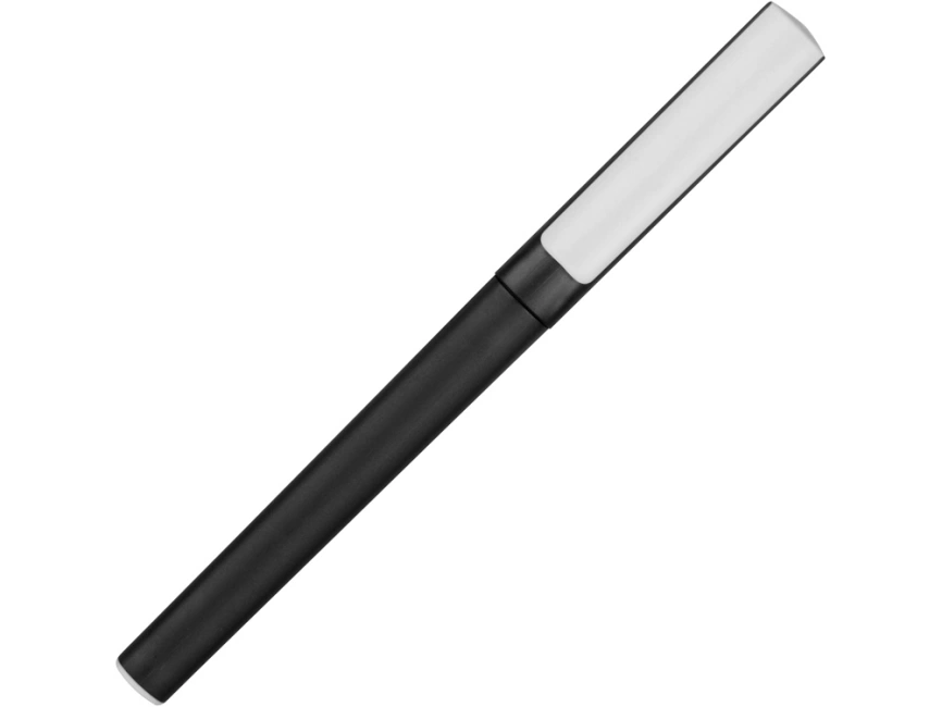 Ручка пластиковая шариковая трехгранная Nook с подставкой для телефона в колпачке, черный/белый фото 2