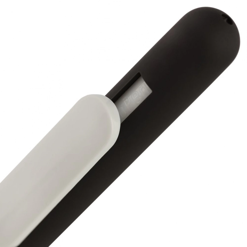 Ручка шариковая Swiper Soft Touch, черная с белым фото 3