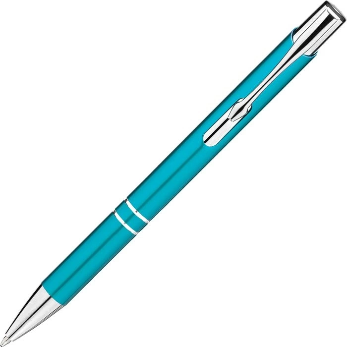 Ручка металлическая KOSKO, бирюзовая с серебристым фото 3