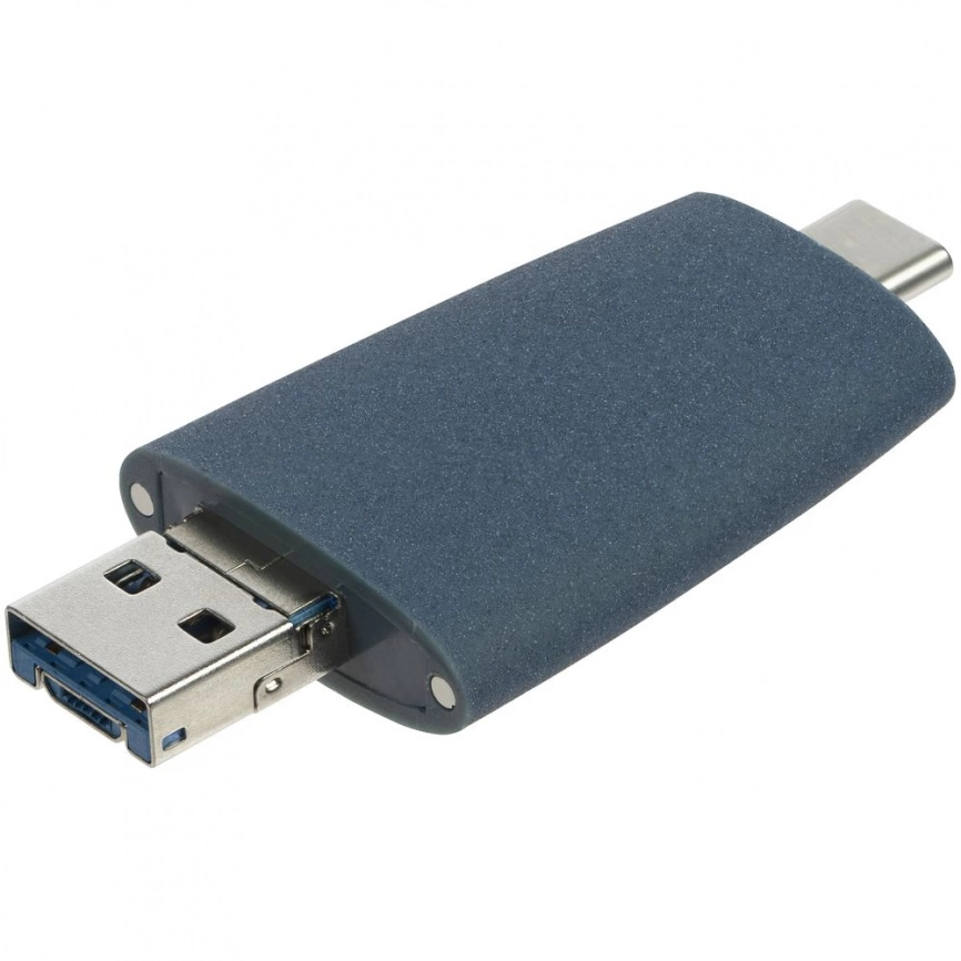 Флешка Pebble Universal, USB 3.0, серо-синяя, 32 Гб фото 5