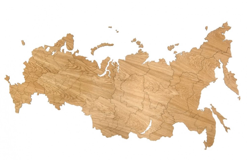 Деревянная карта России, дуб фото 1