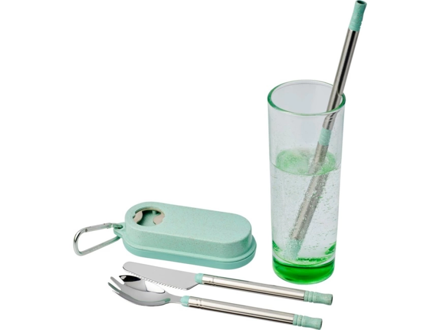 Столовый прибор Giles из пшеничной соломы с открывалкой для бутылок,  мятный фото 5