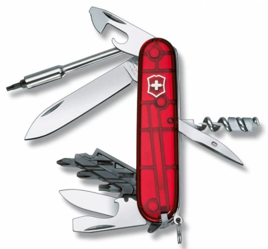 Офицерский нож CyberTool S, прозрачный красный фото 1