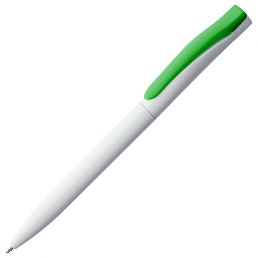 Ручка шариковая Pin, белая с зеленым фото 2