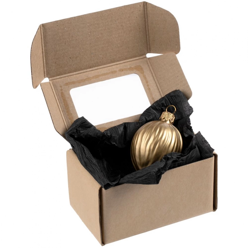 Елочная игрушка «Грецкий орех» в коробке, матовое золото фото 4