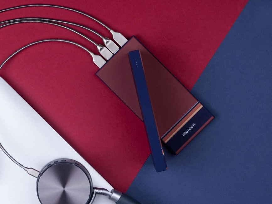 Внешний аккумулятор Rombica NEO ARIA Maroon, 10000мАч, Soft-touch, PD, QCharge, Type-C, бордовый/син фото 7