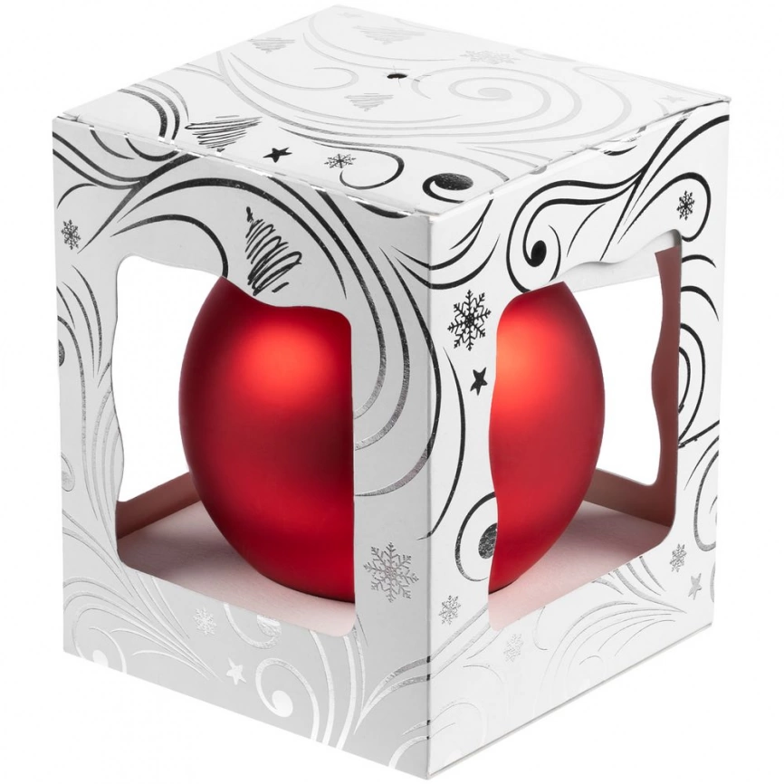 Елочный шар Gala Night Matt в коробке с тиснением, красный, 8 см фото 3