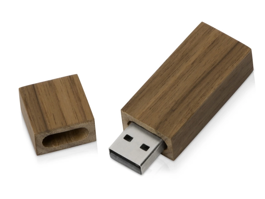 Флеш-карта USB 2.0 16 Gb Woody с магнитным колпачком, темное дерево фото 2
